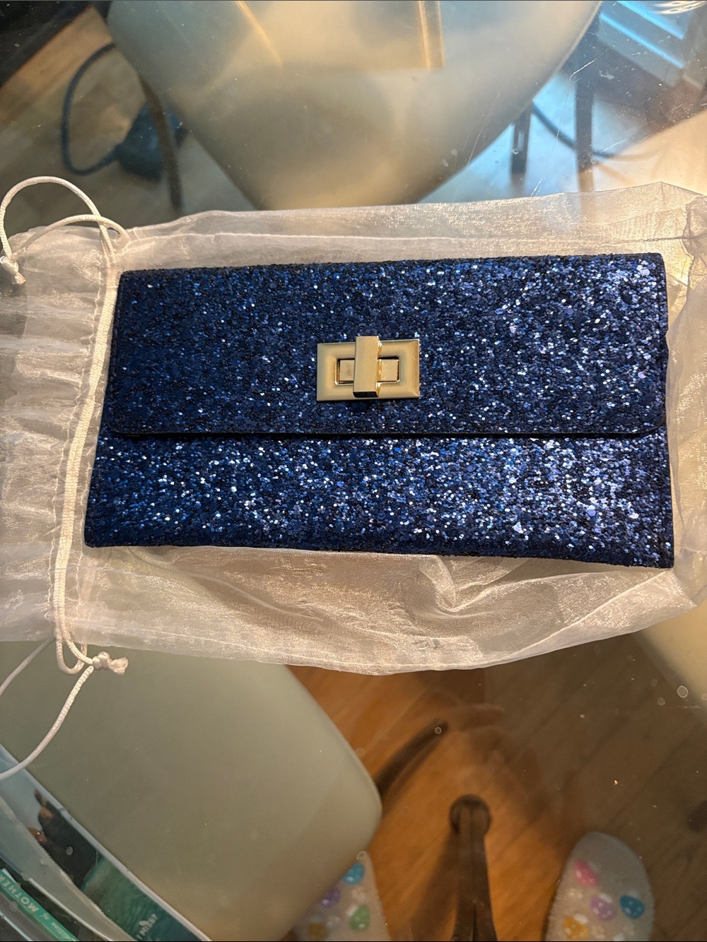 Blue Glitter Evening Clutch